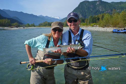 Stephen & Leslie fishing for Bull Trout on the Pitt River